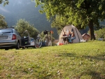 Podczas śniadania na pięknie położonym polu namiotowym w Triesen u podnóża Alp